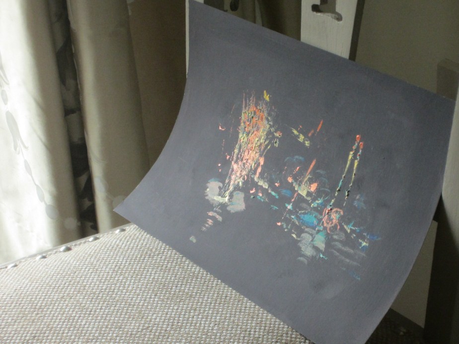 Ethereal Bulrushes: Grey, blue, gold, rose, copper&nbsp;acrylic